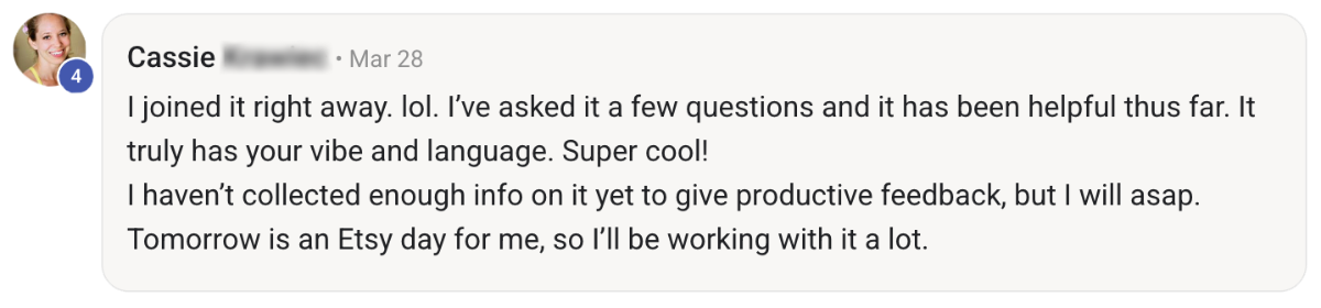 Customer testimonial